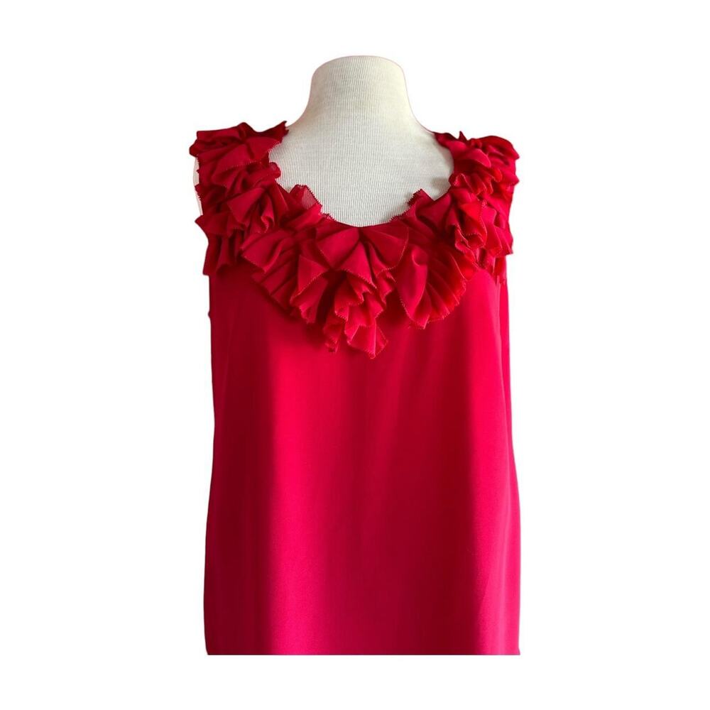 Womens Top Size Large Red Tank Top Ruffles Flowy Professional Party Indie